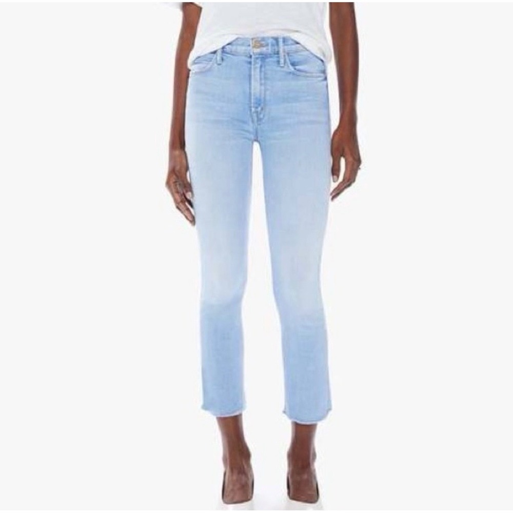 MOTHER The Mid Rise Dazzler Crop Fray Jeans Sun Kissed Light Wash Size 25
